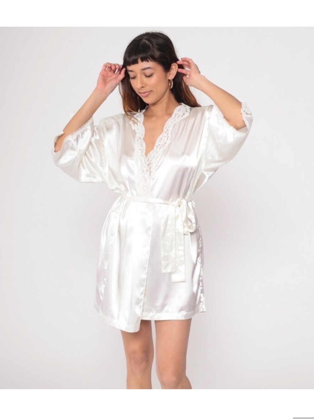 Victoria's Secret Vintage 90’s White Satin Robe Mini Length (OS one size)